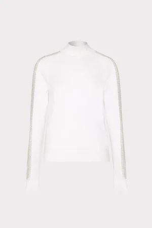 Tops-MILLY Crystal Racer Turtleneck Ecru