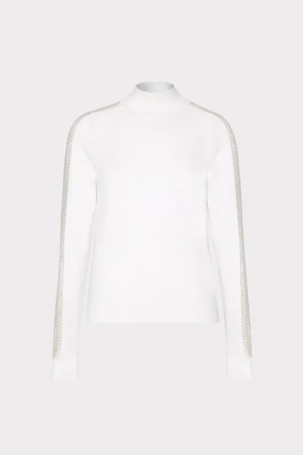 Tops-MILLY Crystal Racer Turtleneck Ecru