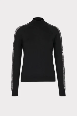 Tops-MILLY Crystal Racer Turtleneck Black