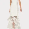 Cocktail Dresses-MILLY 3D Butterfly Embroidery Strapless Dress White