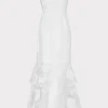 Cocktail Dresses-MILLY 3D Butterfly Embroidery Strapless Dress White