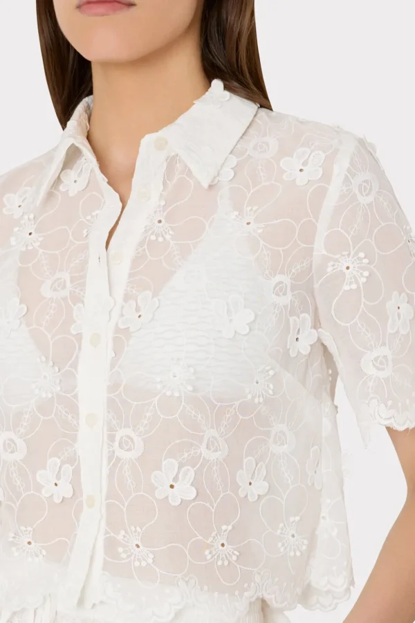 d_floral_cotton_eyelet_bu_2-1.webp Jumpsuits & Rompers-MILLY 3D Floral Cotton Eyelet Button Up Top White