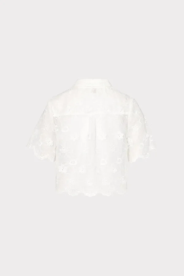d_floral_cotton_eyelet_bu_3-1.webp Jumpsuits & Rompers-MILLY 3D Floral Cotton Eyelet Button Up Top White