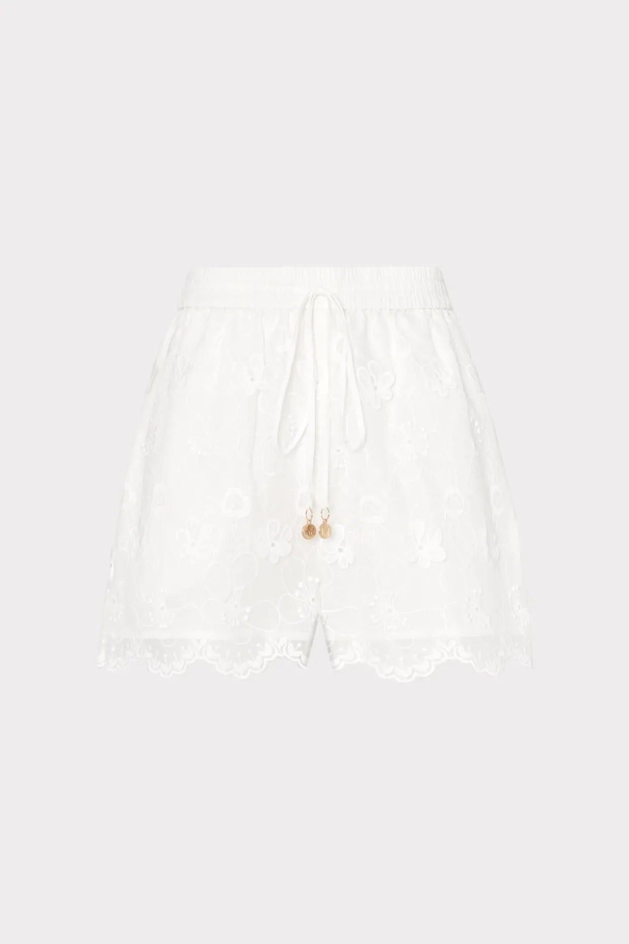Cover-Ups-MILLY 3D Floral Cotton Eyelet Shorts White