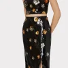 Skirts-MILLY 3D Floral Sequins Skirt Black Multi