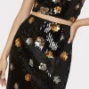 Tops-MILLY 3D Floral Sequins Strapless Top Black Multi