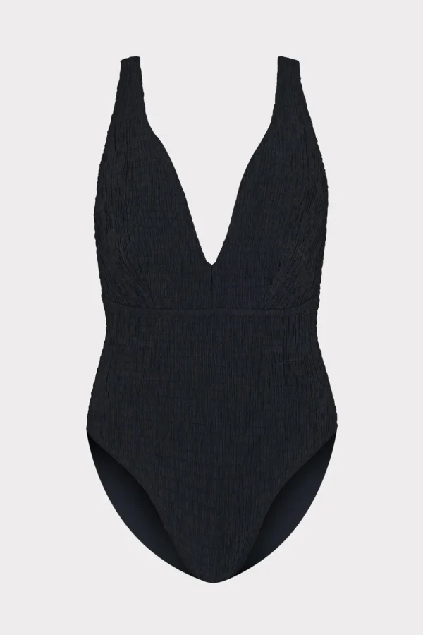 deep_dive_one_piece_with__0-1.webp Jumpsuits & Rompers-MILLY Deep Dive One Piece With Smocking Black