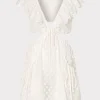 Jumpsuits & Rompers-MILLY Delilah Diamond Jacquard Voile Coverup Dress White/Gold