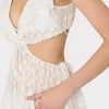 Jumpsuits & Rompers-MILLY Delilah Diamond Jacquard Voile Coverup Dress White/Gold
