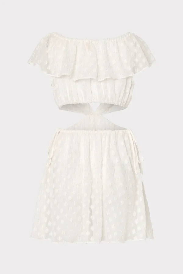 Jumpsuits & Rompers-MILLY Delilah Diamond Jacquard Voile Coverup Dress White/Gold
