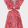 Cover-Ups-MILLY Delilah Painted Chevron Cotton Voile Coverup Dress Coral Multi
