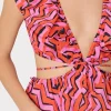 Jumpsuits & Rompers-MILLY Delilah Painted Chevron Cotton Voile Coverup Dress Coral Multi