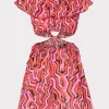 Cover-Ups-MILLY Delilah Painted Chevron Cotton Voile Coverup Dress Coral Multi