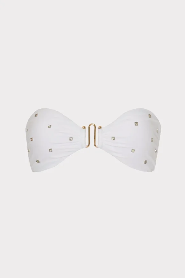 Jumpsuits & Rompers-MILLY Diamond Heat Set Bandeau Bikini Top White