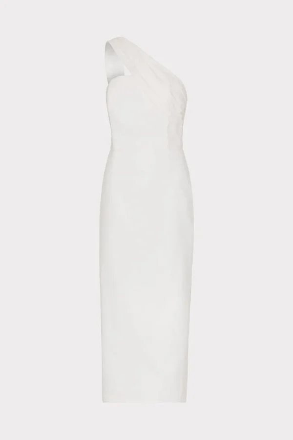 draped_one_shoulder_linen_0-5.webp White Dresses-MILLY Draped One Shoulder Linen Dress White