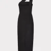 Guest Of Dresses-MILLY Draped One Shoulder Linen Dress Black