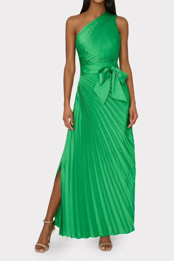 estelle_satin_dress_1-9.webp Cocktail Dresses-MILLY Estelle Satin Dress Green