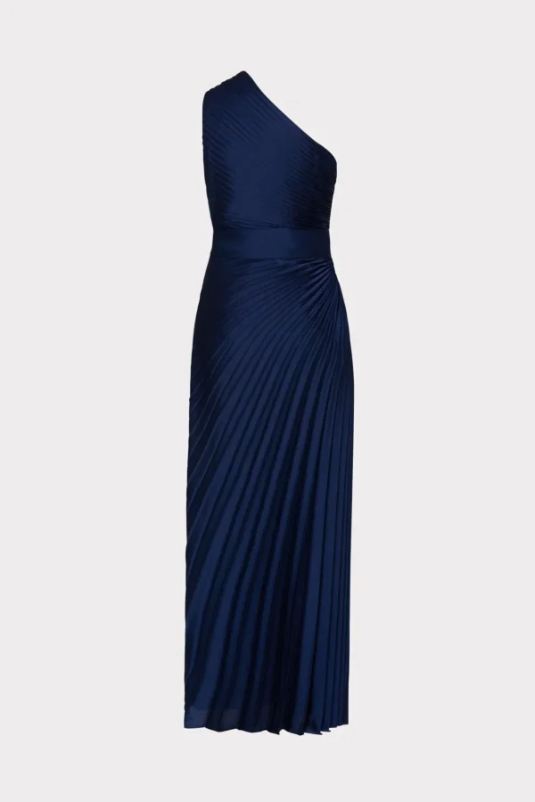 Jumpsuits & Rompers-MILLY Estelle Satin Dress Navy