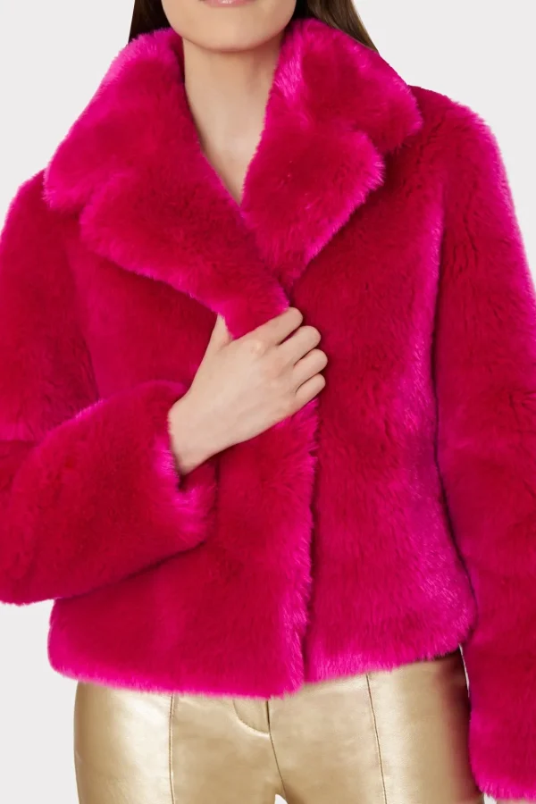 Coats & Jackets-MILLY Faye Faux Fur Coat Milly Pink