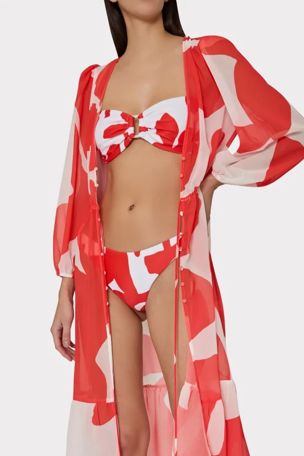 Cover-Ups-MILLY Fiona Grand Foliage Cover-Up Red/White