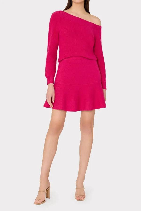 flare_knit_skirt_1.webp Jumpsuits & Rompers-MILLY Flare Knit Skirt Fuchsia