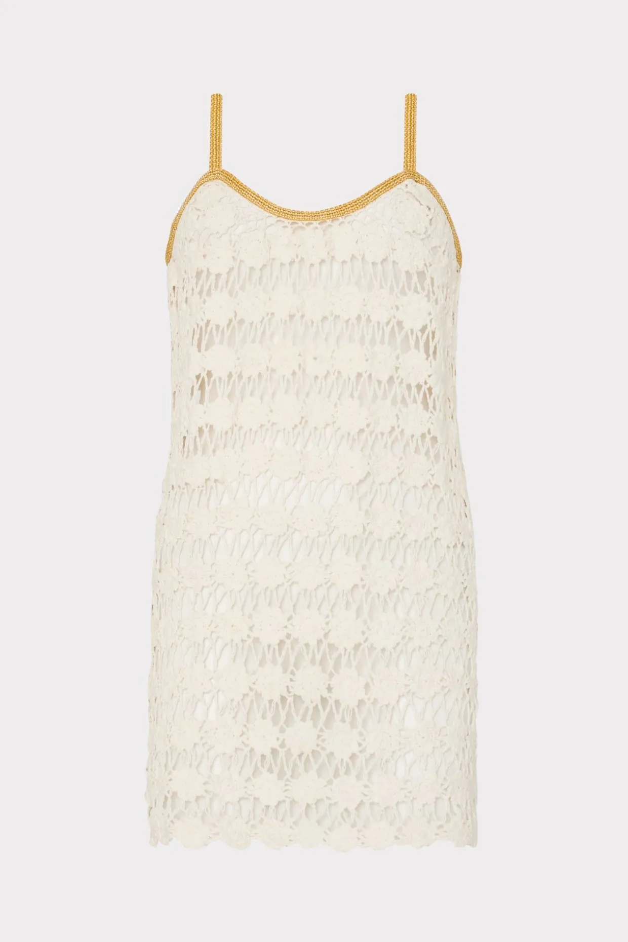 Cover-Ups-MILLY Floral Crochet Cami Mini Dress Ecru