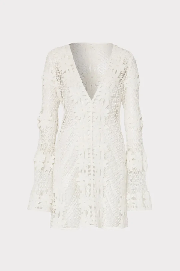 Cover-Ups-MILLY Floral Crochet Coverup Dress White