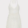Jumpsuits & Rompers-MILLY Floral Crochet Mini Cover-Up Dress Ecru