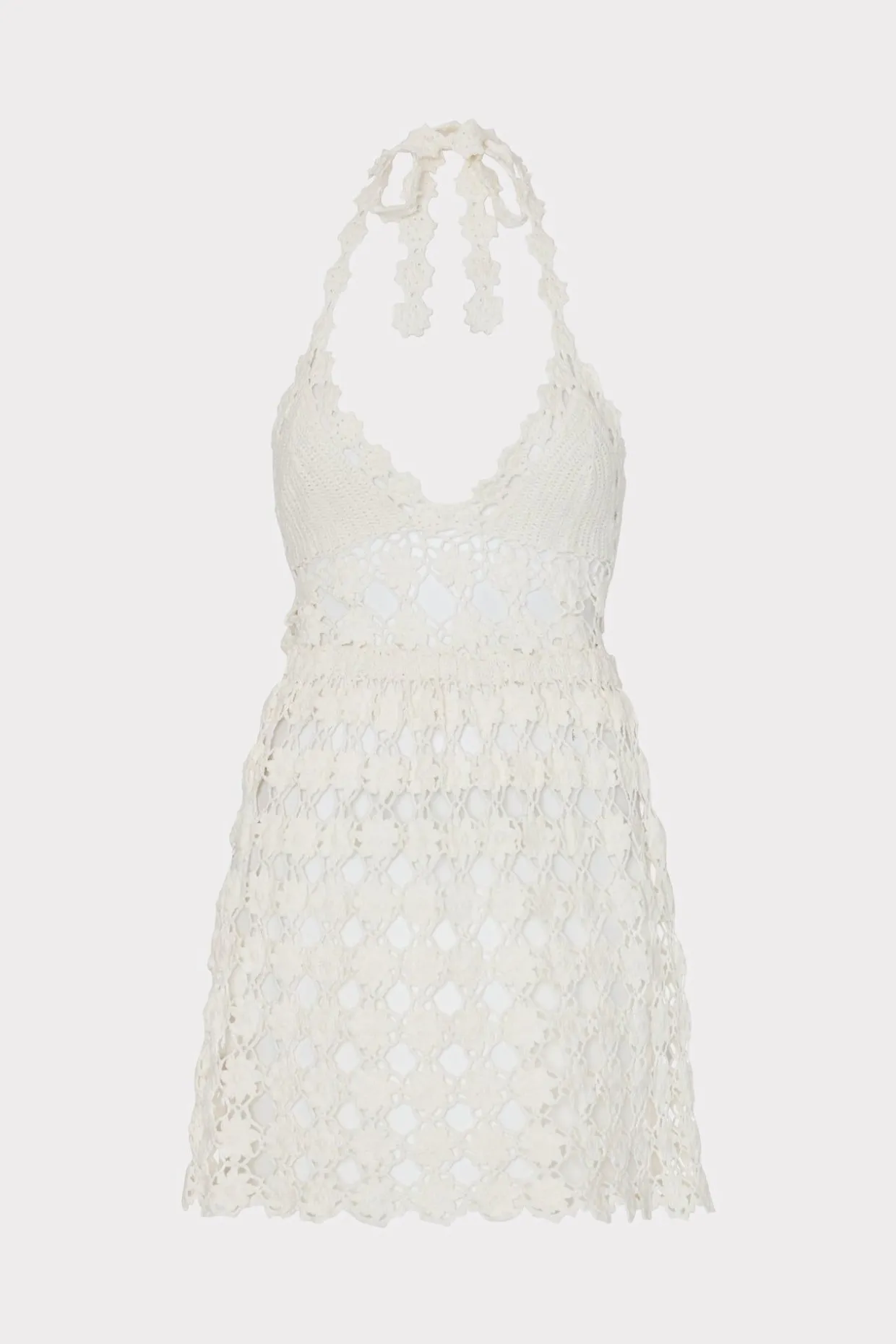 Jumpsuits & Rompers-MILLY Floral Crochet Mini Cover-Up Dress Ecru