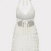 Jumpsuits & Rompers-MILLY Floral Crochet Mini Cover-Up Dress Ecru