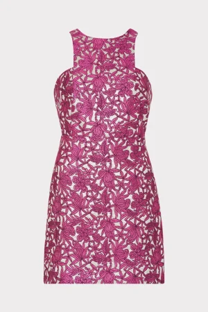 floral_jacquard_mini_dres_0-3.webp Mini Dresses-MILLY Floral Jacquard Mini Dress Pink