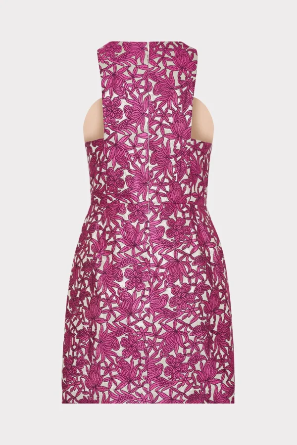 Day Dresses-MILLY Floral Jacquard Mini Dress Pink