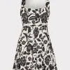 Sundresses-MILLY Flowers Of Spain Linen Mini Dress Black/White
