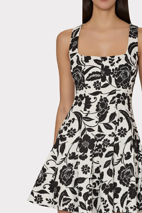 Jumpsuits & Rompers-MILLY Flowers Of Spain Linen Mini Dress Black/White