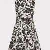 Mini Dresses-MILLY Flowers Of Spain Linen Mini Dress Black/White