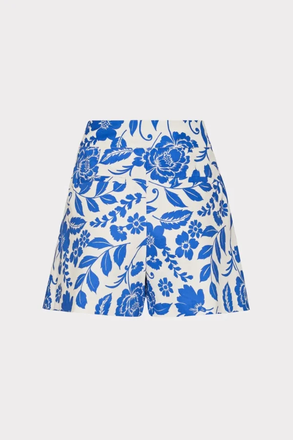 Jumpsuits & Rompers-MILLY Flowers Of Spain Linen Shorts Blue/White