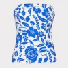 Tops-MILLY Flowers Of Spain Linen Top Blue/White