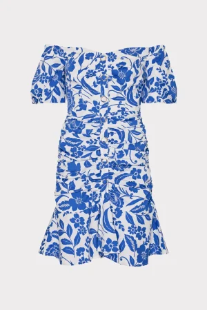 flowers_of_spain_off_the__0-2.webp Day Dresses-MILLY Flowers Of Spain Off The Shoulder Dress Blue/White