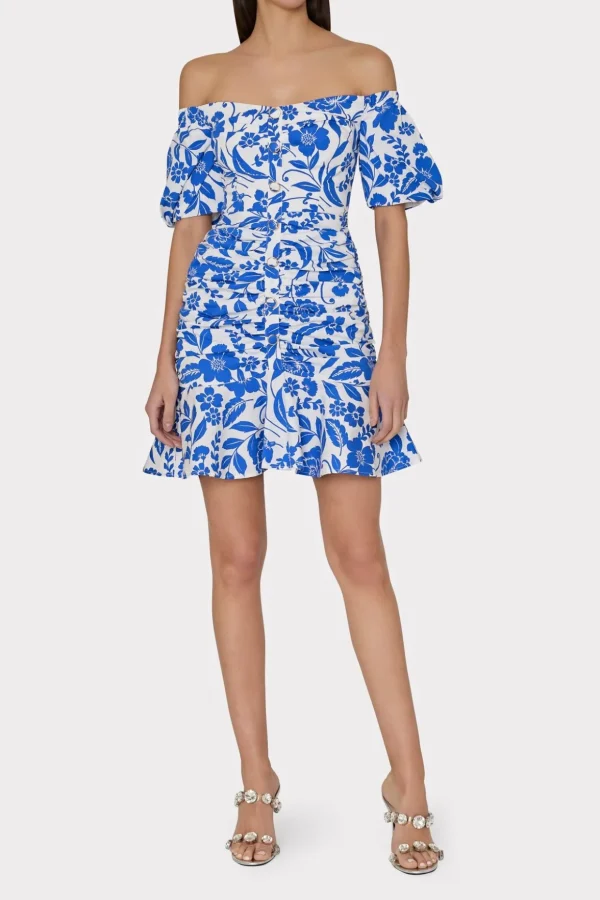 flowers_of_spain_off_the__1-3.webp Mini Dresses-MILLY Flowers Of Spain Off The Shoulder Dress Blue/White