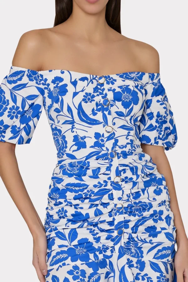 flowers_of_spain_off_the__2-3.webp Mini Dresses-MILLY Flowers Of Spain Off The Shoulder Dress Blue/White