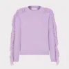 Sweaters & Knits-MILLY Fringe Sleeve Crewneck Sweater Lilac