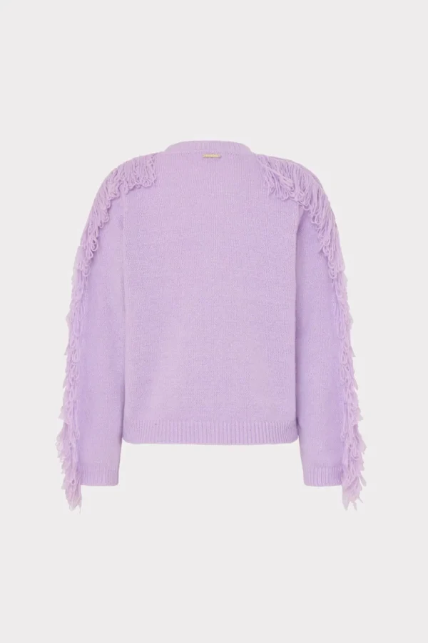 Sweaters & Knits-MILLY Fringe Sleeve Crewneck Sweater Lilac