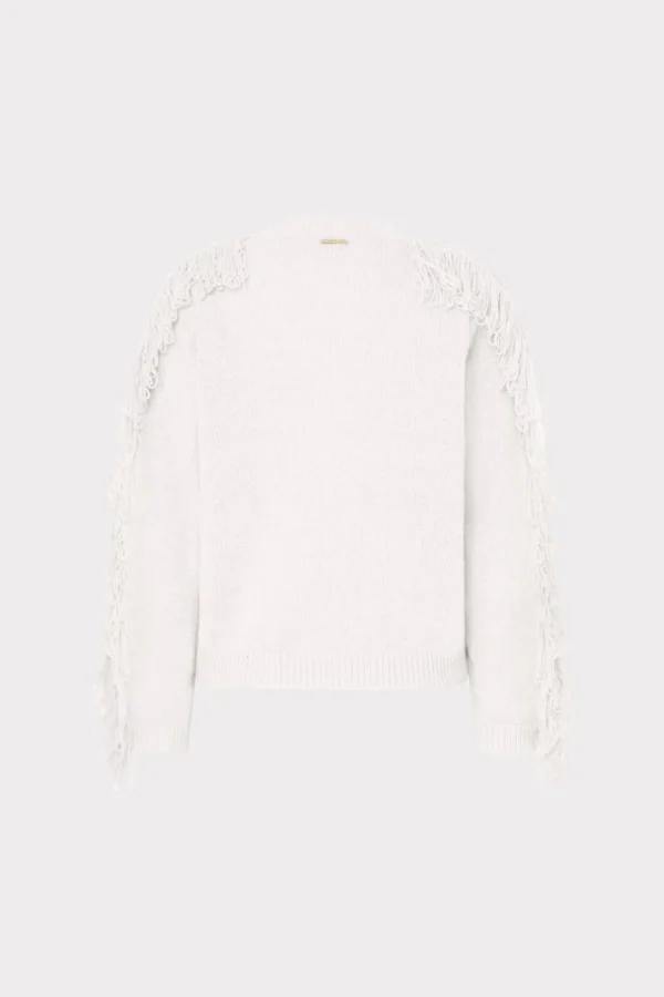 fringe_sleeve_crewneck_sw_3.webp Jumpsuits & Rompers-MILLY Fringe Sleeve Crewneck Sweater Ecru