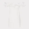 White Dresses-MILLY Gizelle Ruffle Off The Shoulder Dress Ecru