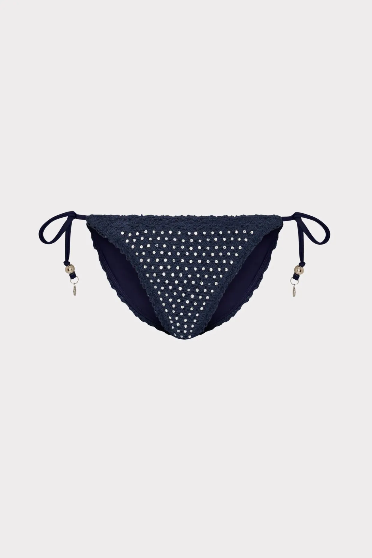Jumpsuits & Rompers-MILLY Glimmer String Bikini Bottom With Crystal Applique Navy
