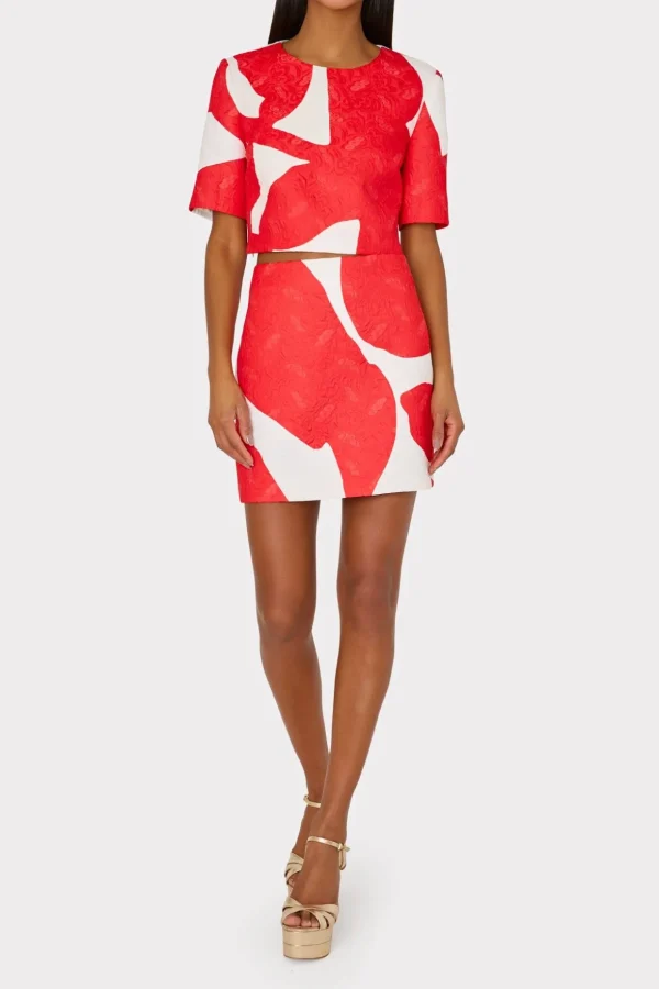 grand_foliage_modern_mini_1.webp Jumpsuits & Rompers-MILLY Grand Foliage Modern Mini Skirt Red/White