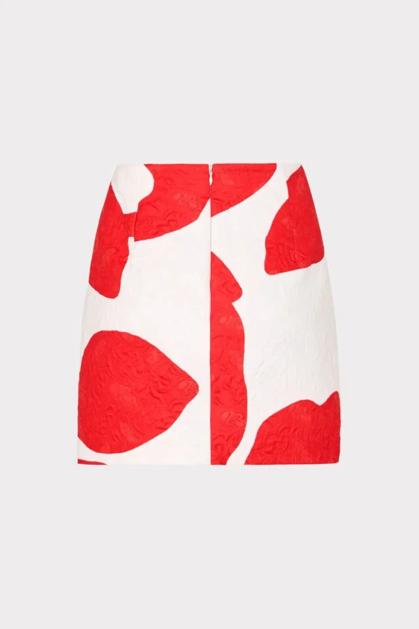 Skirts-MILLY Grand Foliage Modern Mini Skirt Red/White