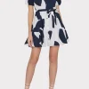 Day Dresses-MILLY Grand Foliage Poplin Dress Navy/White