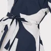 Day Dresses-MILLY Grand Foliage Poplin Dress Navy/White