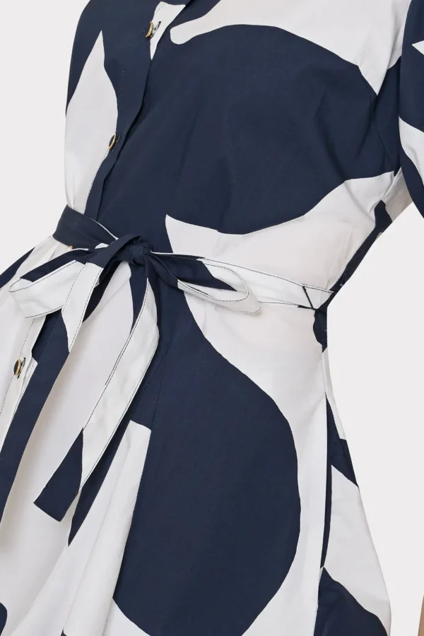 grand_foliage_poplin_dres_3.webp Jumpsuits & Rompers-MILLY Grand Foliage Poplin Dress Navy/White